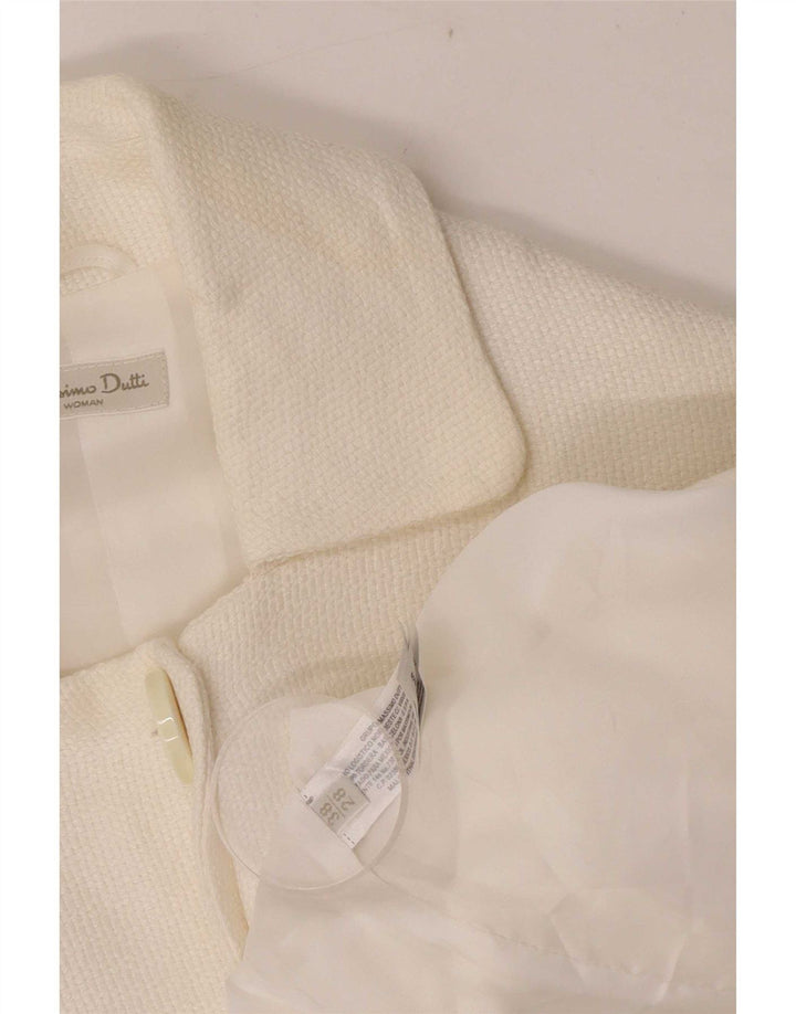 Massimo Dutti Womens Crop 2 Button Blazer Jacket EU 38 Medium White