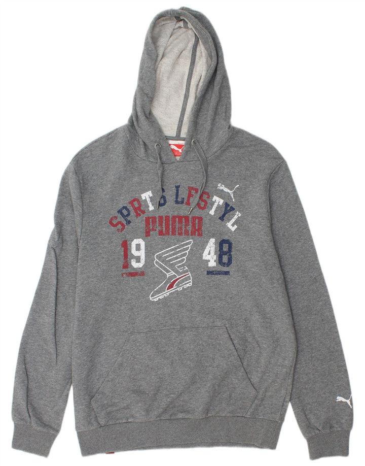 PUMA Mens Graphic Hoodie Jumper Medium Grey