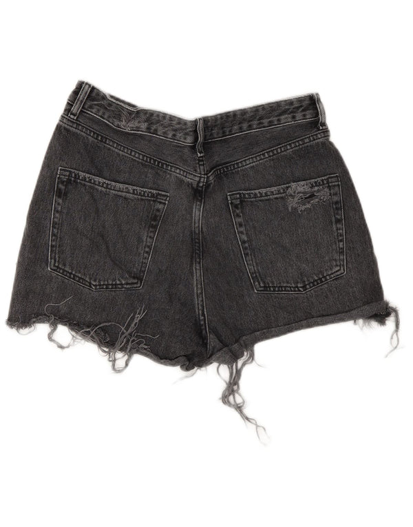 Topshop Womens Mom Denim Distressed Hot Pants UK 10 Small W28 Grey