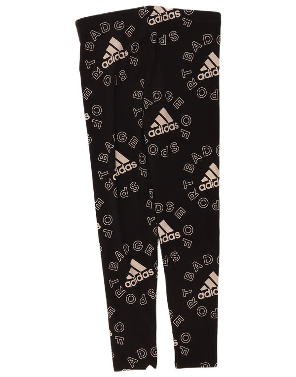 Adidas Womens Graphic Leggings UK 16/18 Large  Black Cotton