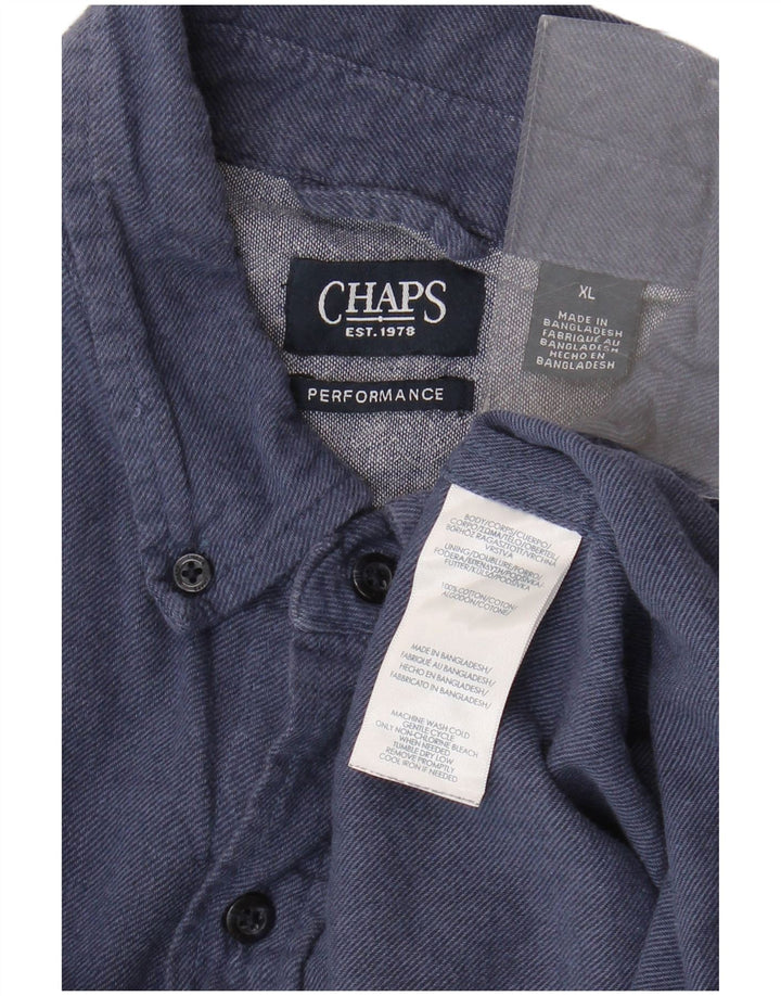 Chaps Mens Flannel Shirt XL Navy Blue Cotton