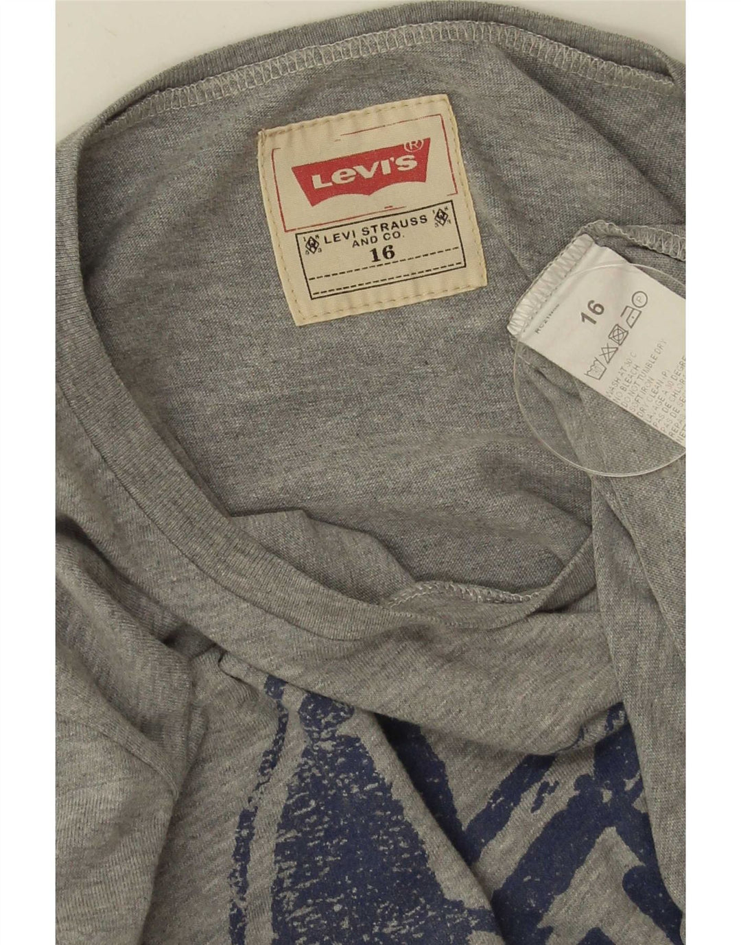 Levi's Boys Graphic Top Long Sleeve 15-16 Years Grey Cotton