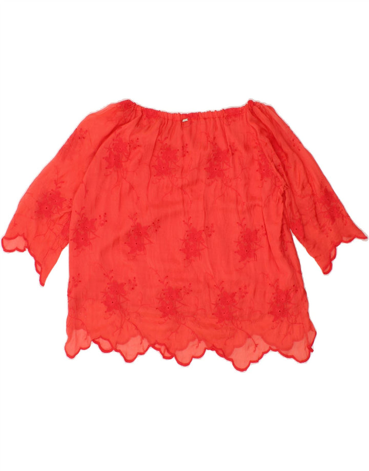 GAUDI Womens Crop Blouse Top UK 14 Medium Red Floral Vintage Gaudi and Second-Hand Gaudi from Messina Hembry 