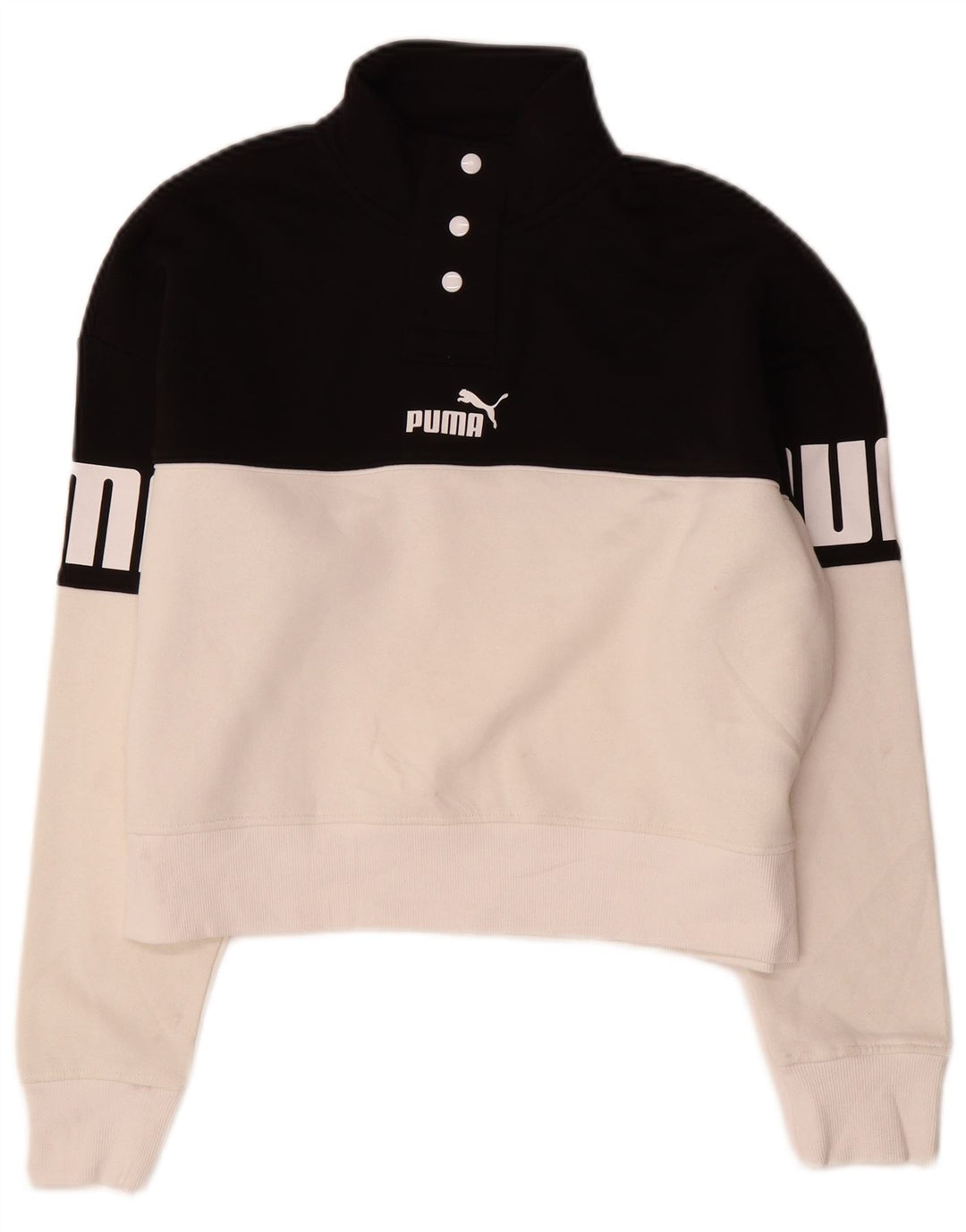 Puma Womens Oversized Graphic Sweatshirt Jumper UK 10 Small Black