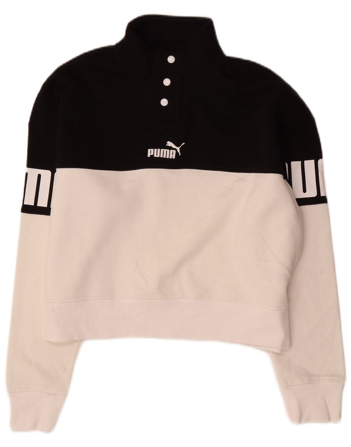 Puma Womens Oversized Graphic Sweatshirt Jumper UK 10 Small Black