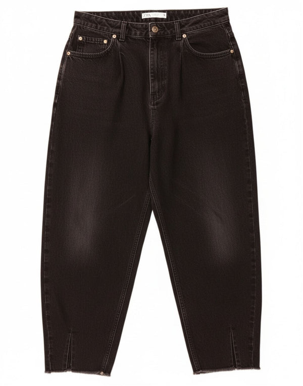 Zara Womens High Waist Cropped Jeans EU 40 Medium W30 L25 Black