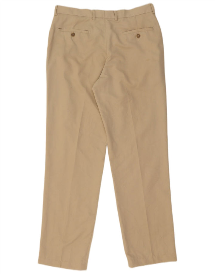 Marks & Spencer Mens Straight Chino Trousers W34 L33 Beige Polyester