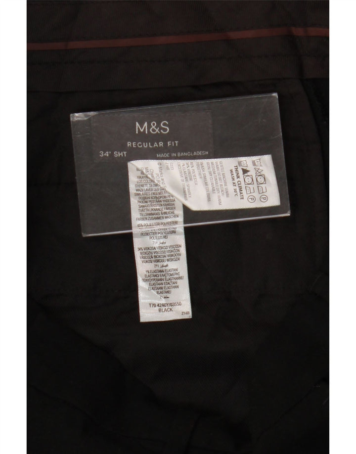 MARKS & SPENCER Mens Straight Regular Fit Suit Trousers W34 L28 Black