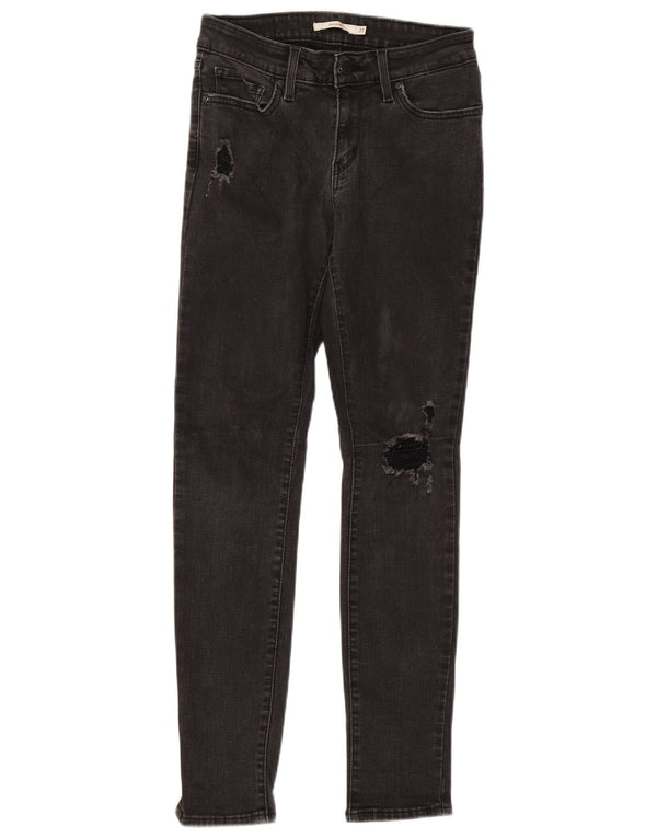 Levi's Womens 711 Distressed Skinny Jeans W27 L30 Grey Cotton