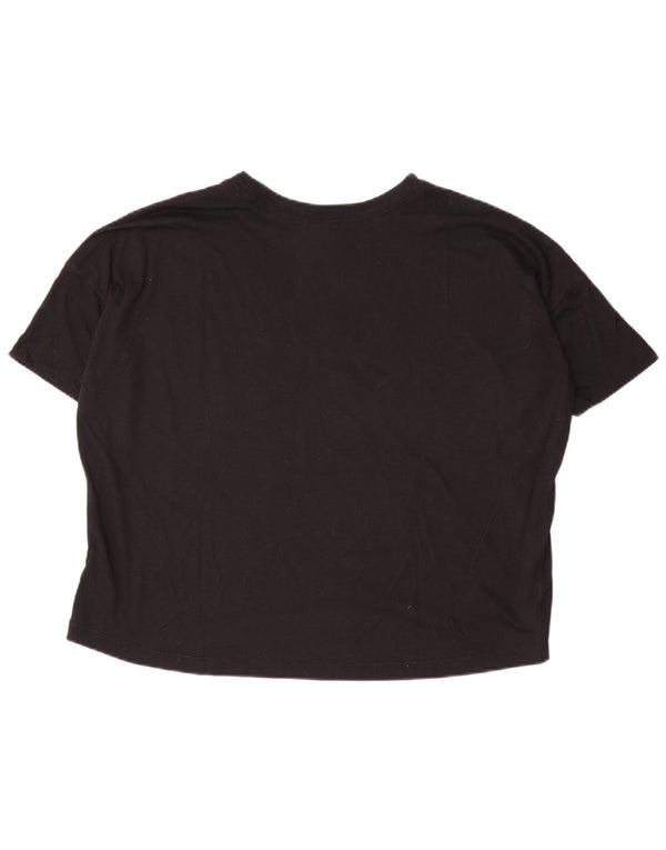 Nike Womens Crop Oversized Graphic T-Shirt Top UK 10 Small Black Polyester