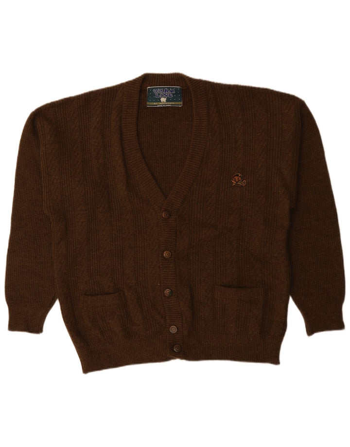 Settebello Mens Cardigan Sweater XL Brown Wool