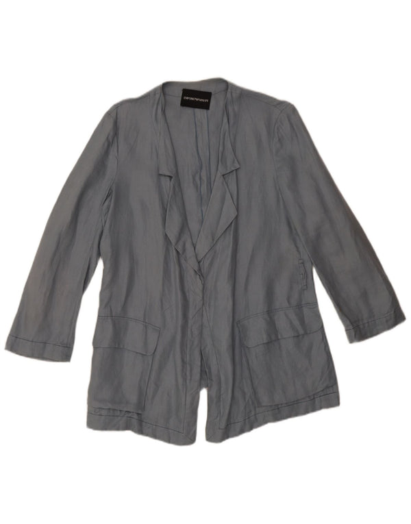Emporio Armani Womens Blazer Jacket IT 42 Medium Blue Linen