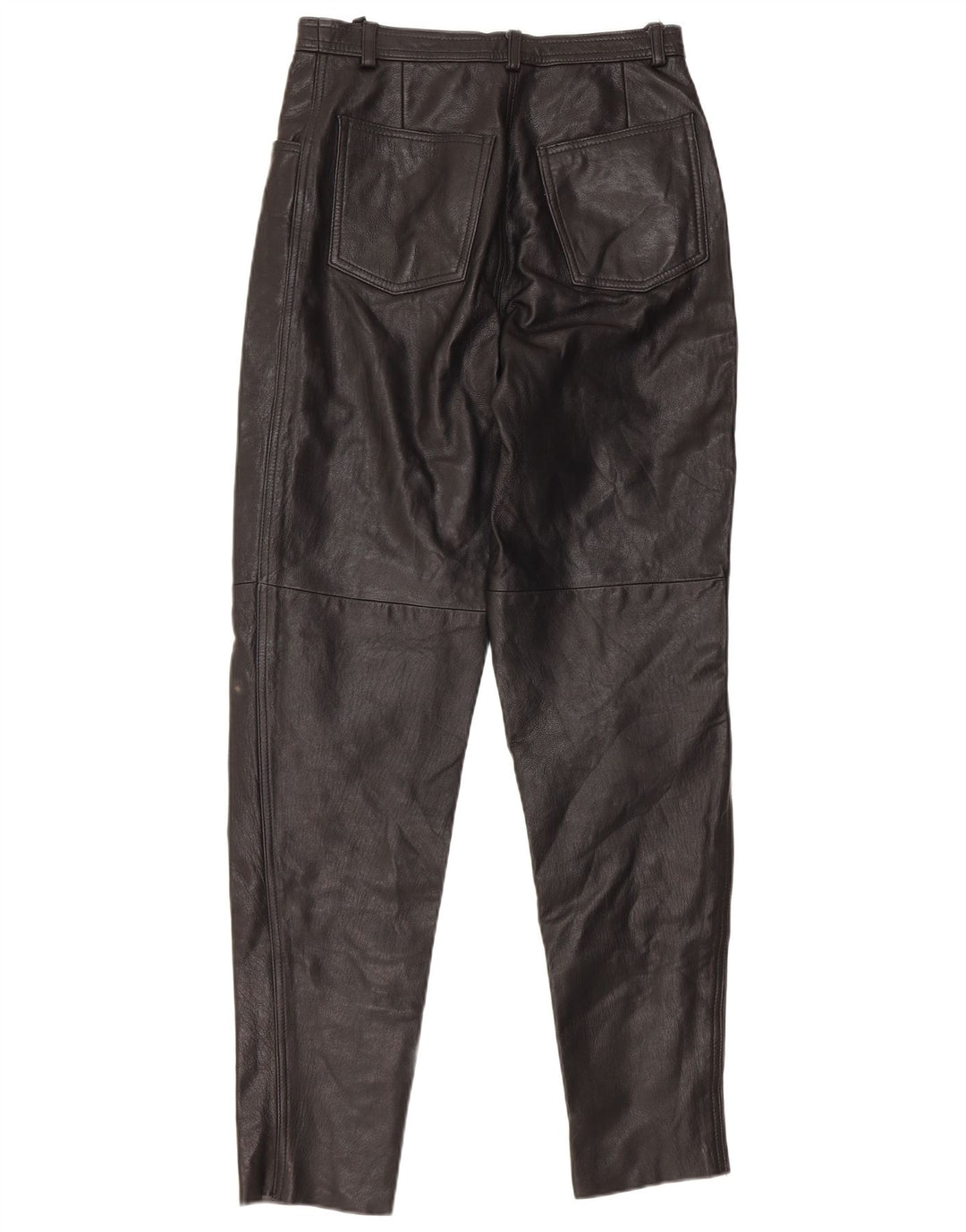 VINTAGE Womens High Waist Trousers IT 46 Large W28 L32 Black Leather