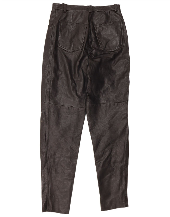 VINTAGE Womens High Waist Trousers IT 46 Large W28 L32 Black Leather