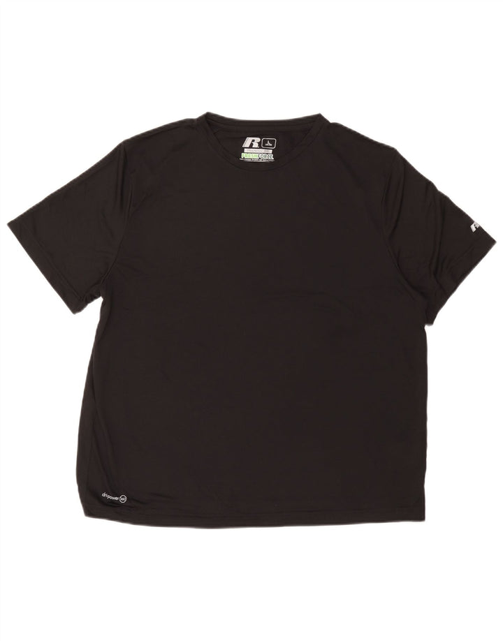 Russell Athletic Mens T-Shirt Top Large Black Polyester Sports