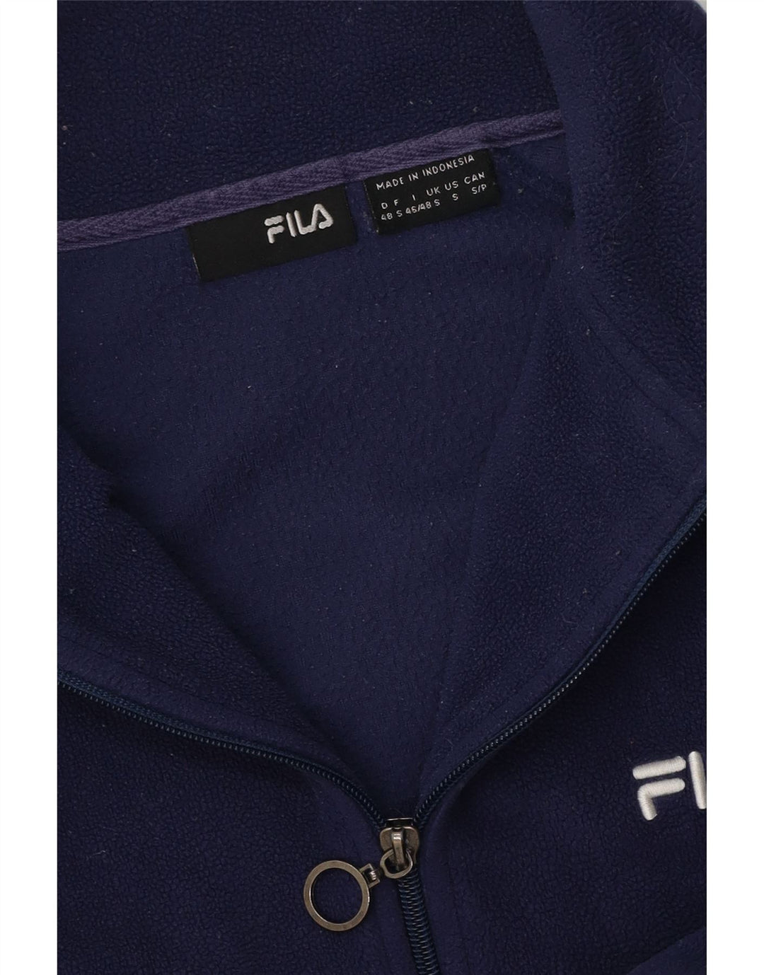 FILA Mens Fleece Jacket UK 36 Small Navy Blue Polyester