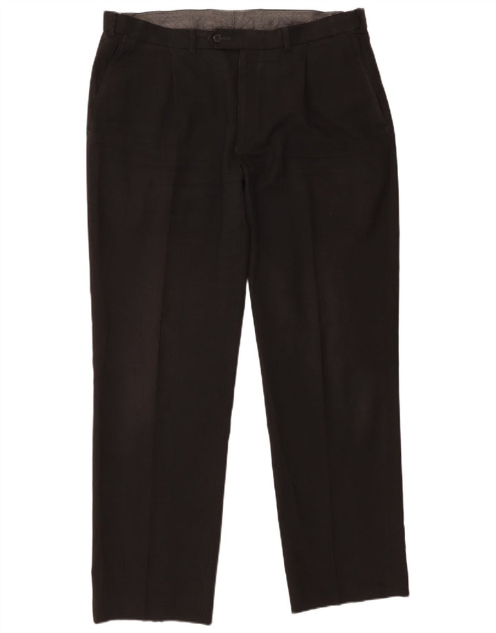 Marks & Spencer Mens Pegged Suit Trousers W36 L31 Black Polyester