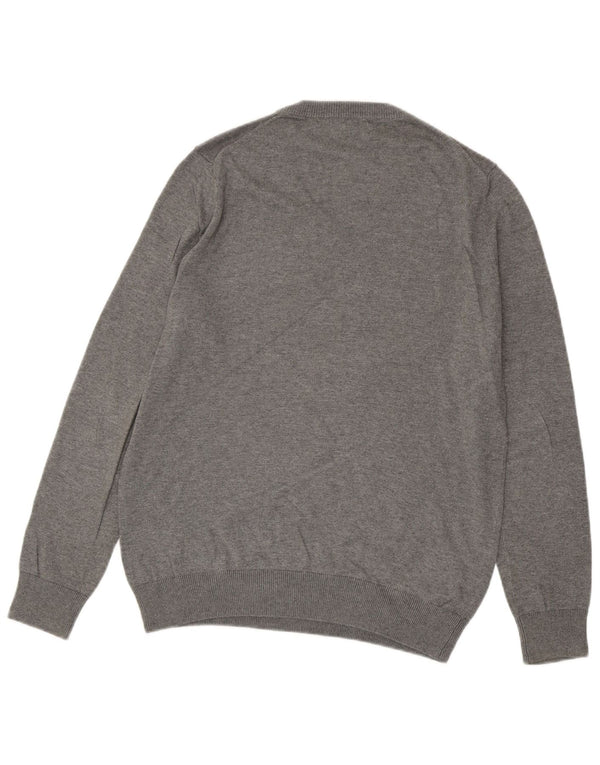 NAUTICA Mens V-Neck Jumper Sweater Small Grey Cotton