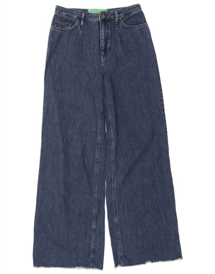 BENETTON Womens Wide Leg Jeans W28 L32  Blue Cotton