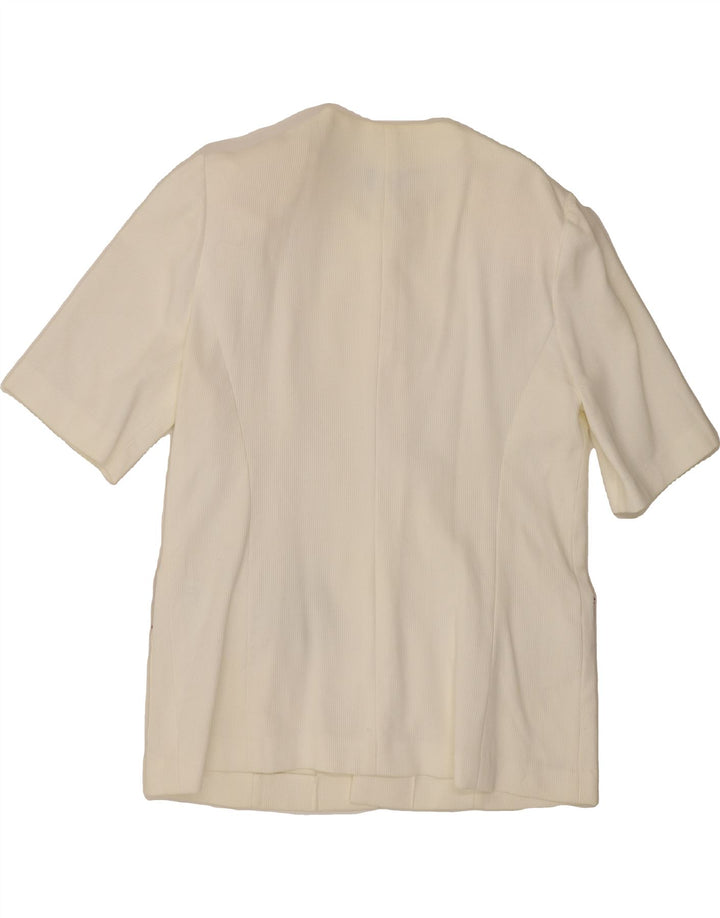 LUISA SPAGNOLI Womens Short Sleeve Blazer Jacket IT 48 XL White Vintage Luisa Spagnoli and Second-Hand Luisa Spagnoli from Messina Hembry 
