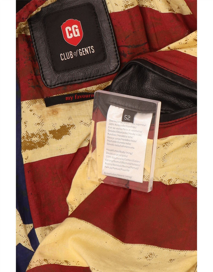 VINTAGE Mens Leather Biker Jacket IT 52 XL Black Leather