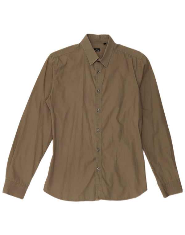 PAUL SMITH Mens Shirt Small Khaki Cotton