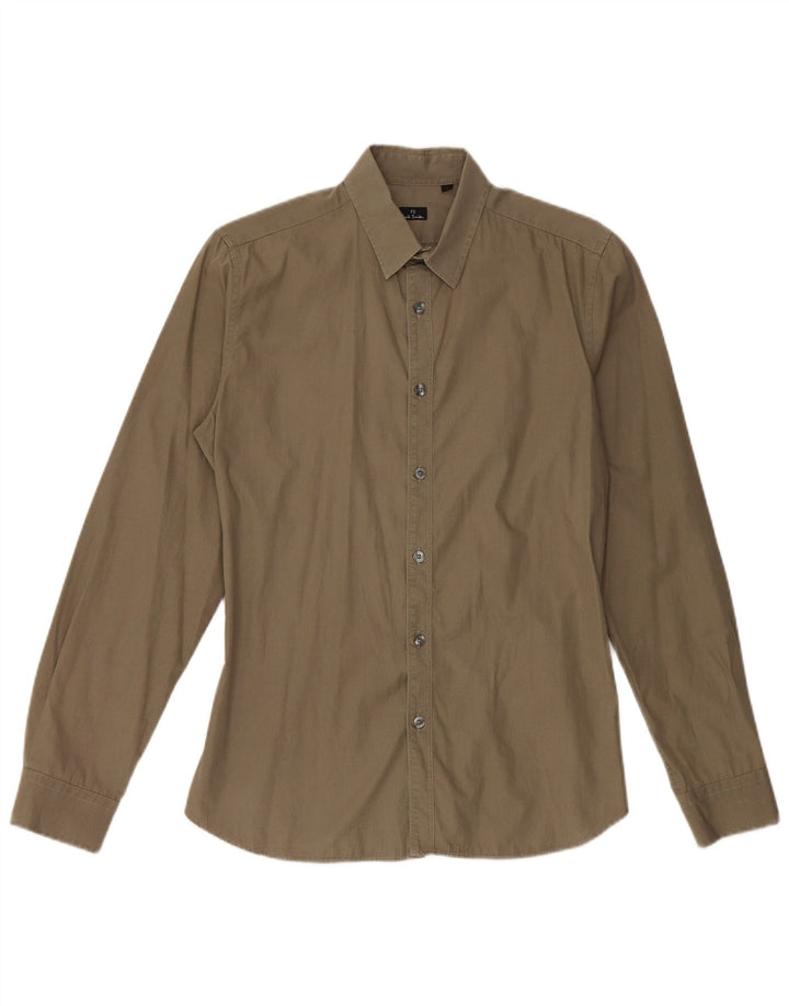 PAUL SMITH Mens Shirt Small Khaki Cotton