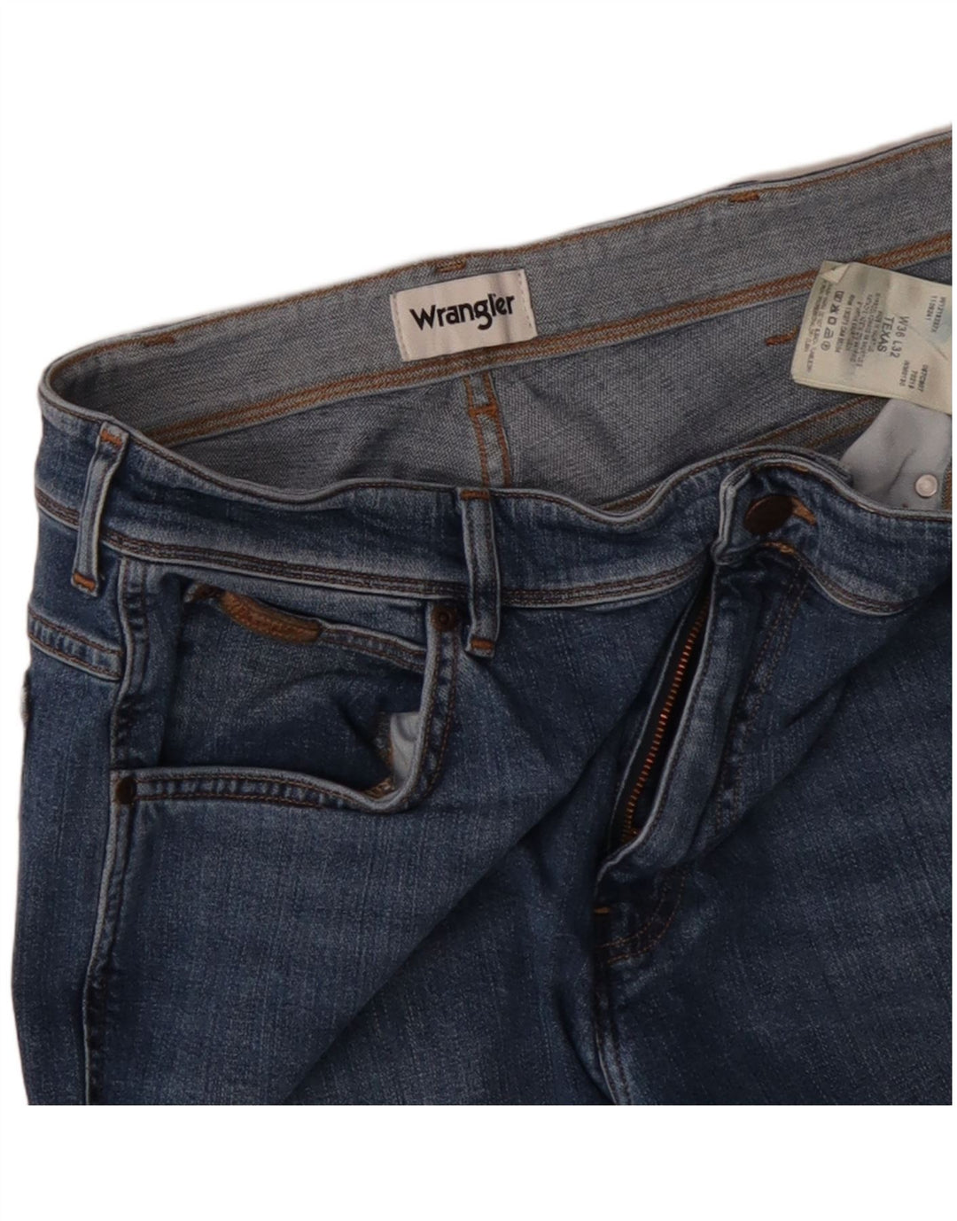 WRANGLER Mens Texas Straight Jeans W36 L32 Blue Cotton