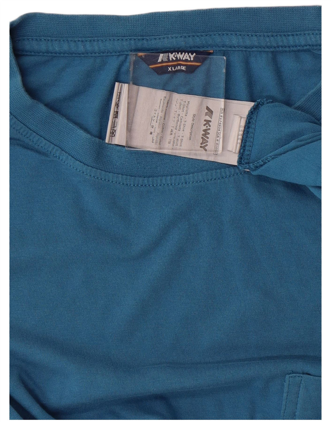 K-WAY Mens T-Shirt Top XL Blue Cotton
