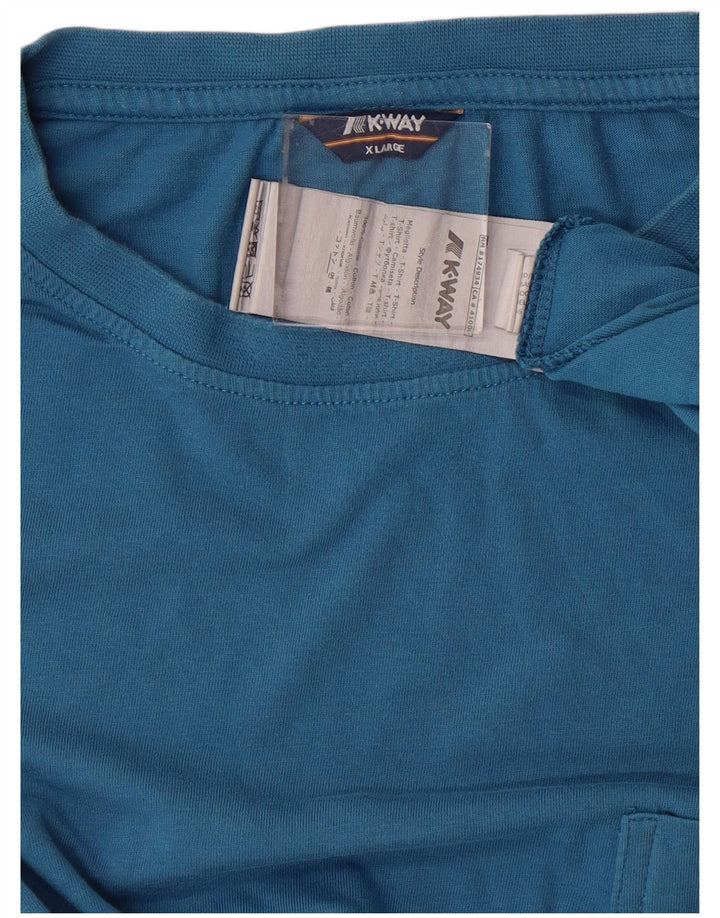 K-WAY Mens T-Shirt Top XL Blue Cotton