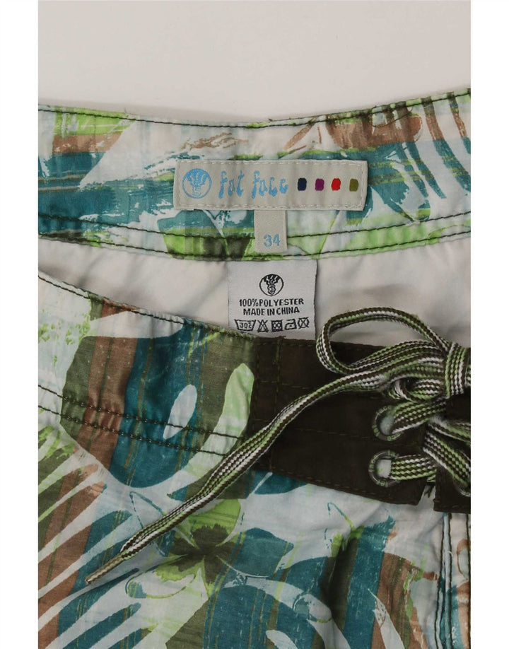 Fat Face Mens Swimming Shorts Large Green Floral Polyester