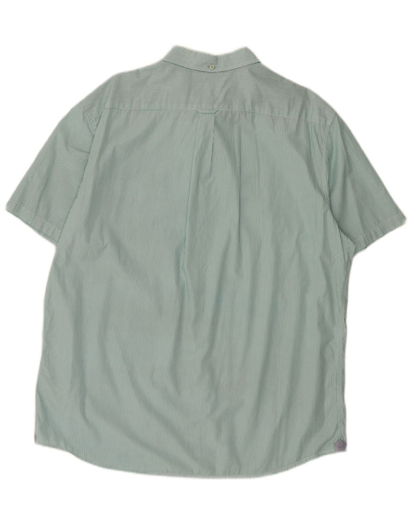Marks & Spencer Mens Heritage Short Sleeve Shirt XL Green Pinstripe Cotton