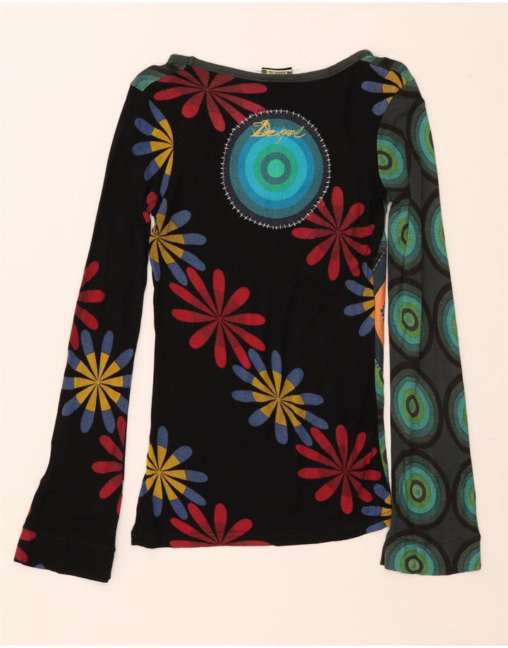 Desigual Womens Graphic Top Long Sleeve UK 8 Small Multicoloured Viscose