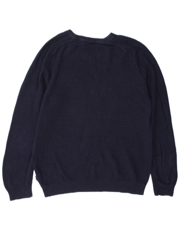 Jack & Jones Mens Crew Neck Jumper Sweater Medium Navy Blue Cotton