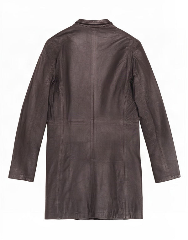 Vintage Womens Leather Coat IT 44 Medium Black