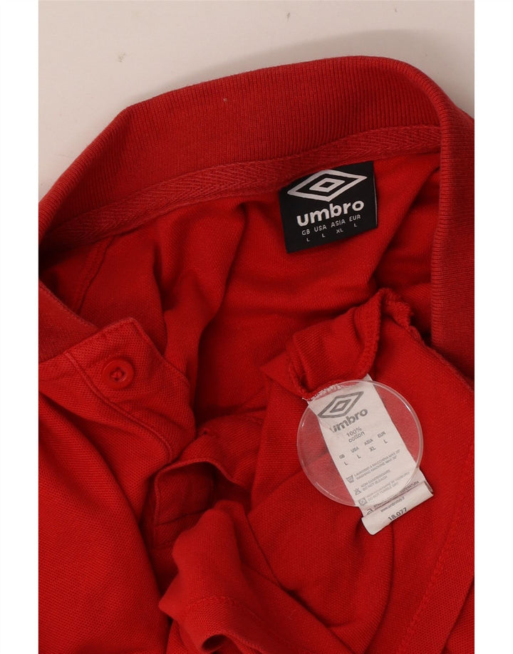 Umbro Mens Polo Shirt Large Red Cotton