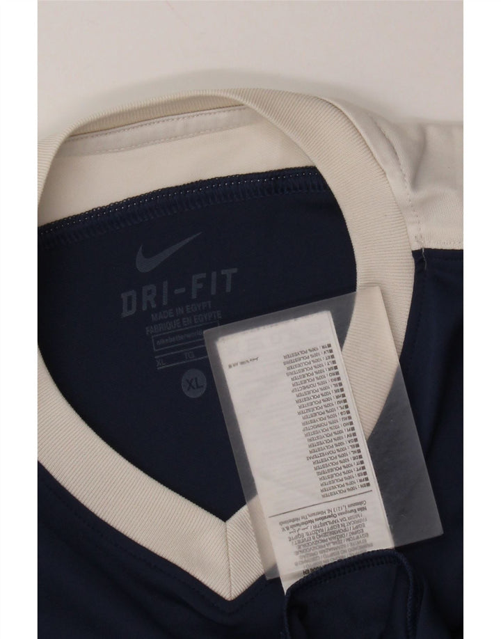 Nike Mens Dri Fit T-Shirt Top XL Navy Blue Colourblock Polyester