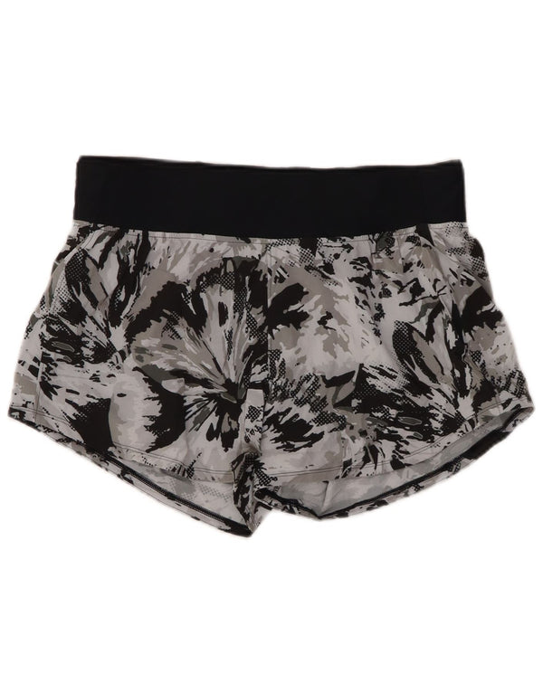 UNDER ARMOUR Womens Fitted Abstract Pattern Sport Shorts UK 14 Large Grey