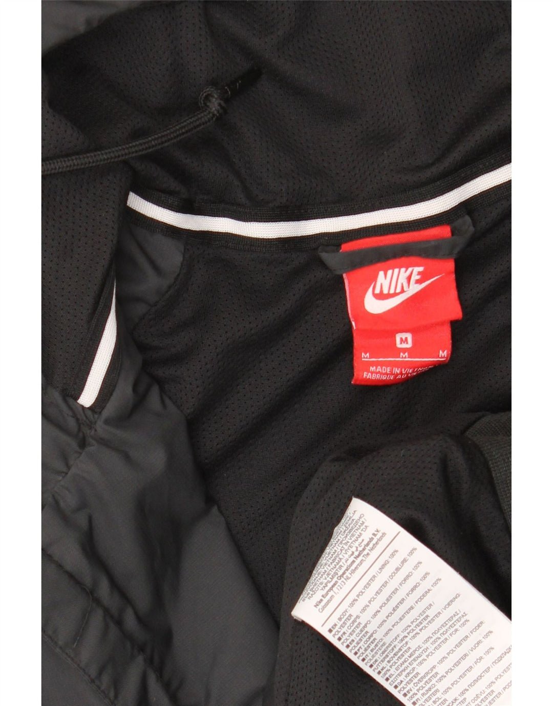 NIKE Mens Hooded Windbreaker Jacket UK 38 Medium Black Polyester