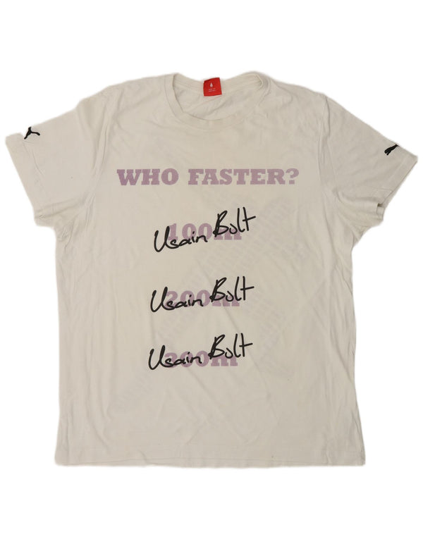 PUMA Mens Graphic T-Shirt Top XL White