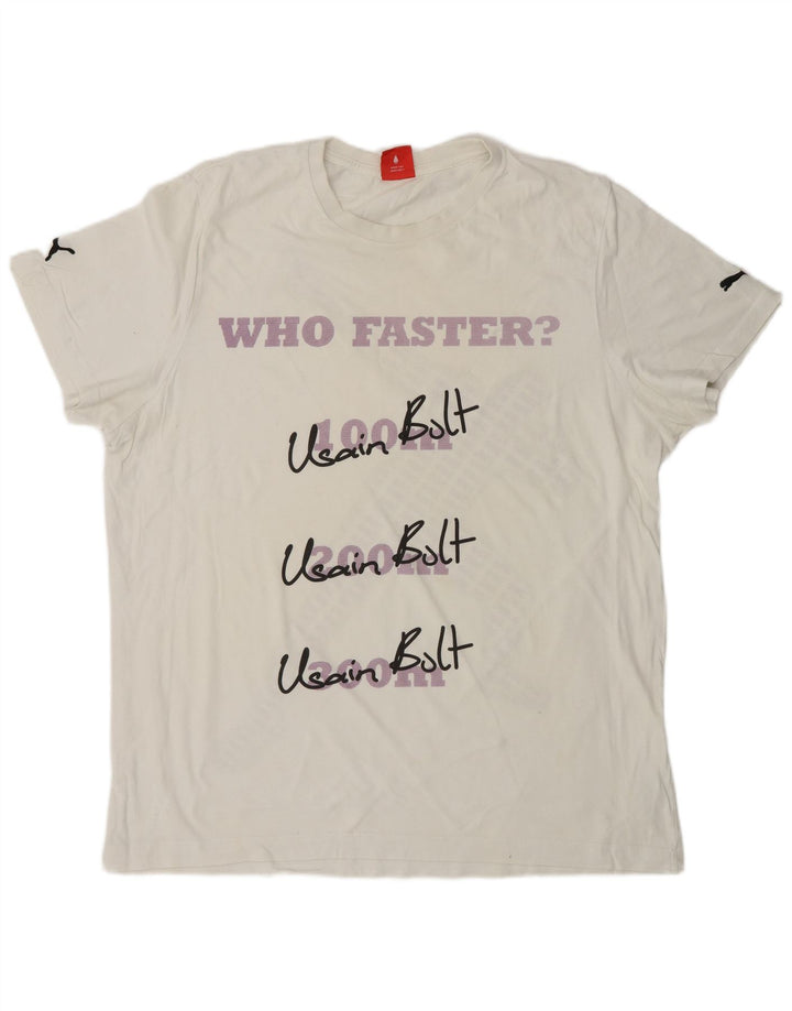 PUMA Mens Graphic T-Shirt Top XL White