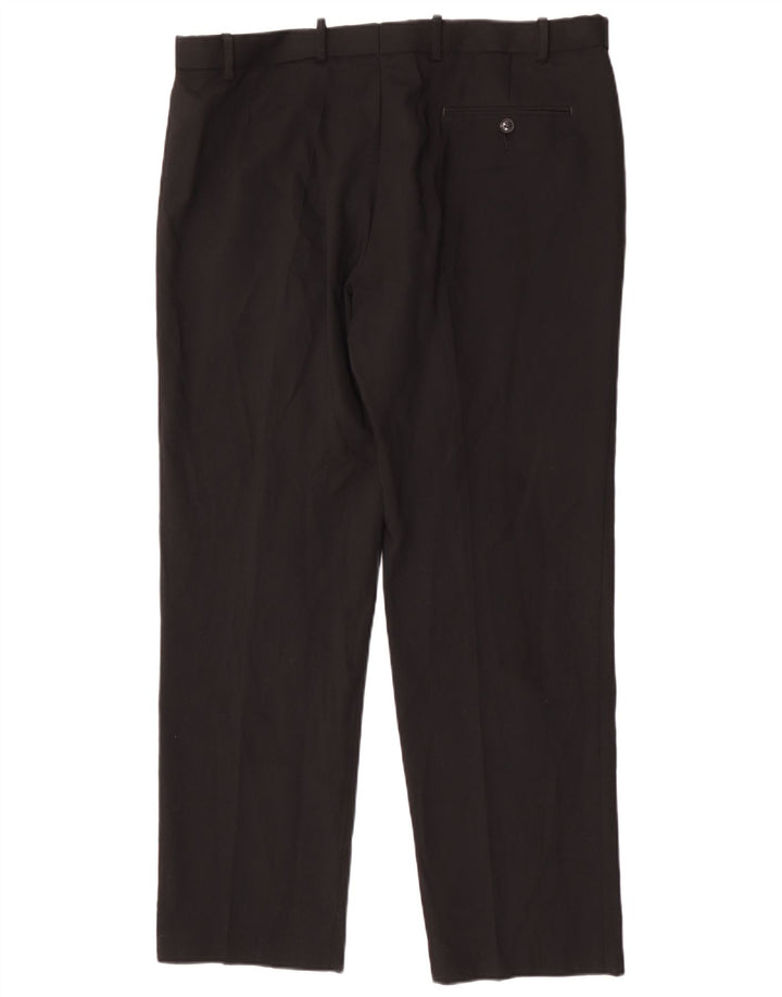Marks & Spencer Mens Regular Fit Suit Trousers W38 L31 Black Wool