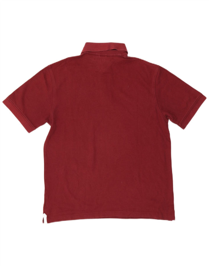 TOMMY HILFIGER Mens Polo Shirt Medium Burgundy Cotton
