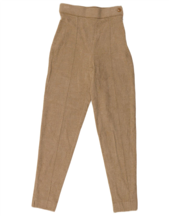 MONNALISA Womens High Waist Suit Trousers IT 41 Medium W24 L26 Beige
