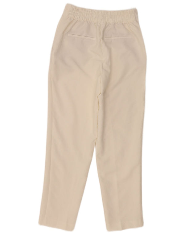 Zara Womens High Waist Tapered Chino Trousers XS W24 L27 White Polyester