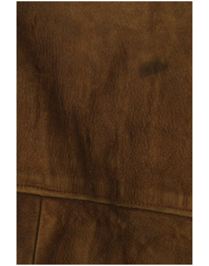 VINTAGE Mens Leather Jacket UK 38 Medium Khaki Leather