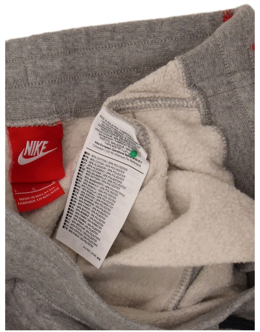 NIKE Mens Graphic Tracksuit Trousers Joggers Large  Grey Flecked Cotton