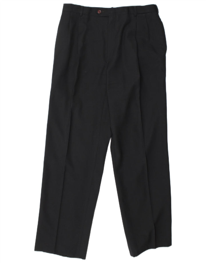 Egon Von Furstenberg Mens UK 40 Large W32 L32 Black Virgin Wool