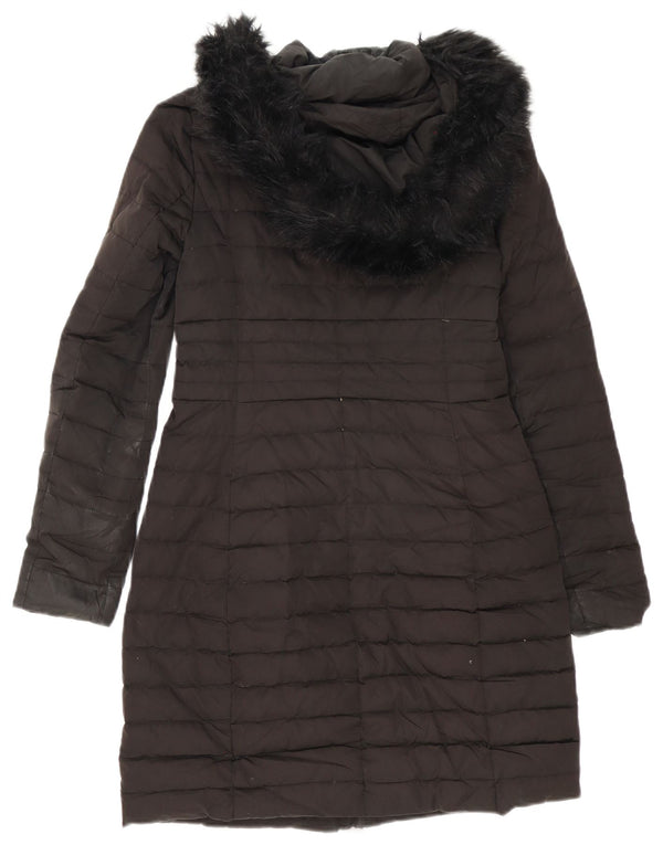 Zara Womens Hooded Oversized Padded Coat UK 6 XS Black