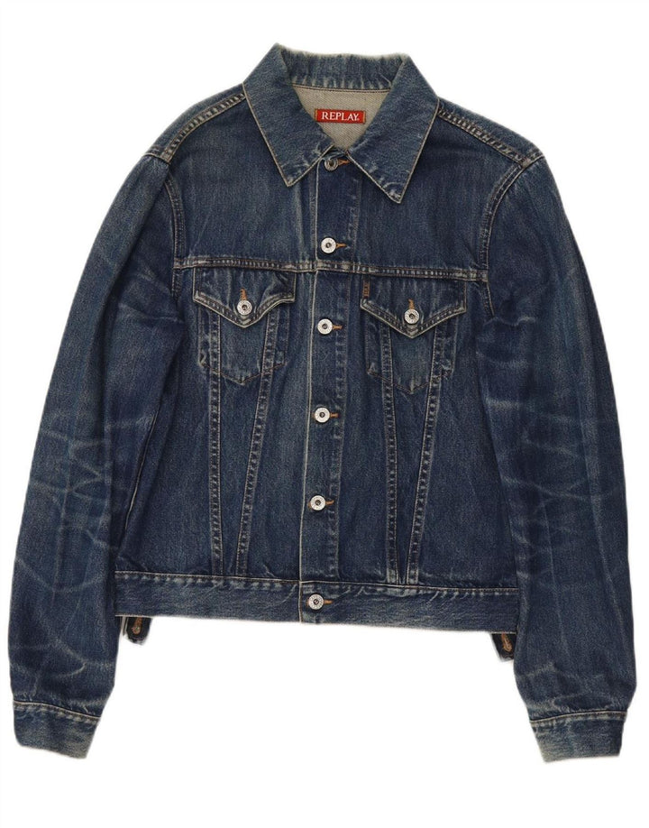 REPLAY Womens Denim Jacket UK 14 Medium Blue Cotton